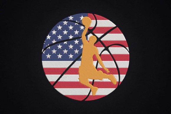 Basketball 4th of July American Flag