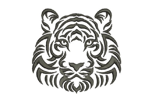 Black Tiger Head: A Fierce Embroidery Statement